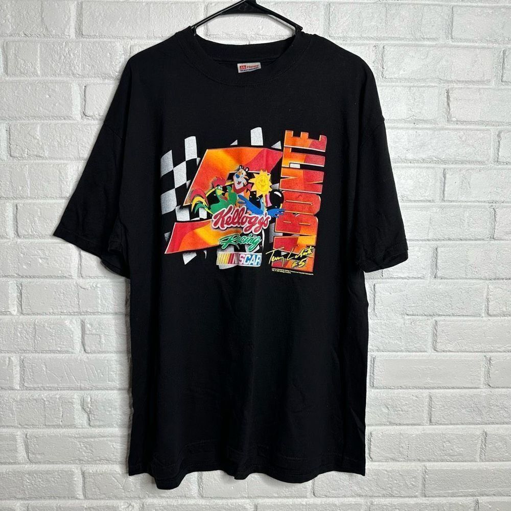 Vintage Terry Labonte 1999‎ Nascar Kellogg's Black T-shirt size XL